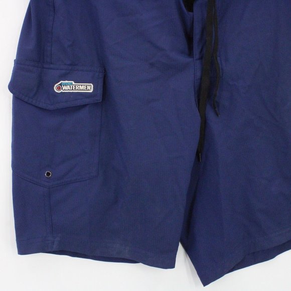 Original Waterman Mens Shorts Blue Swim Trunks Lifeguard Pockets Drawstring 32" - Picture 3 of 7